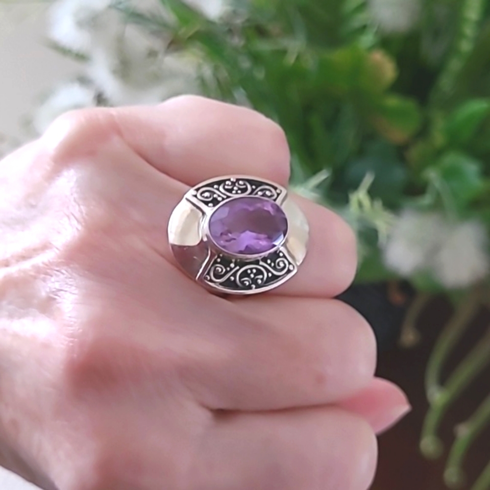 Amethyst silver ring - Picture 4 of 13